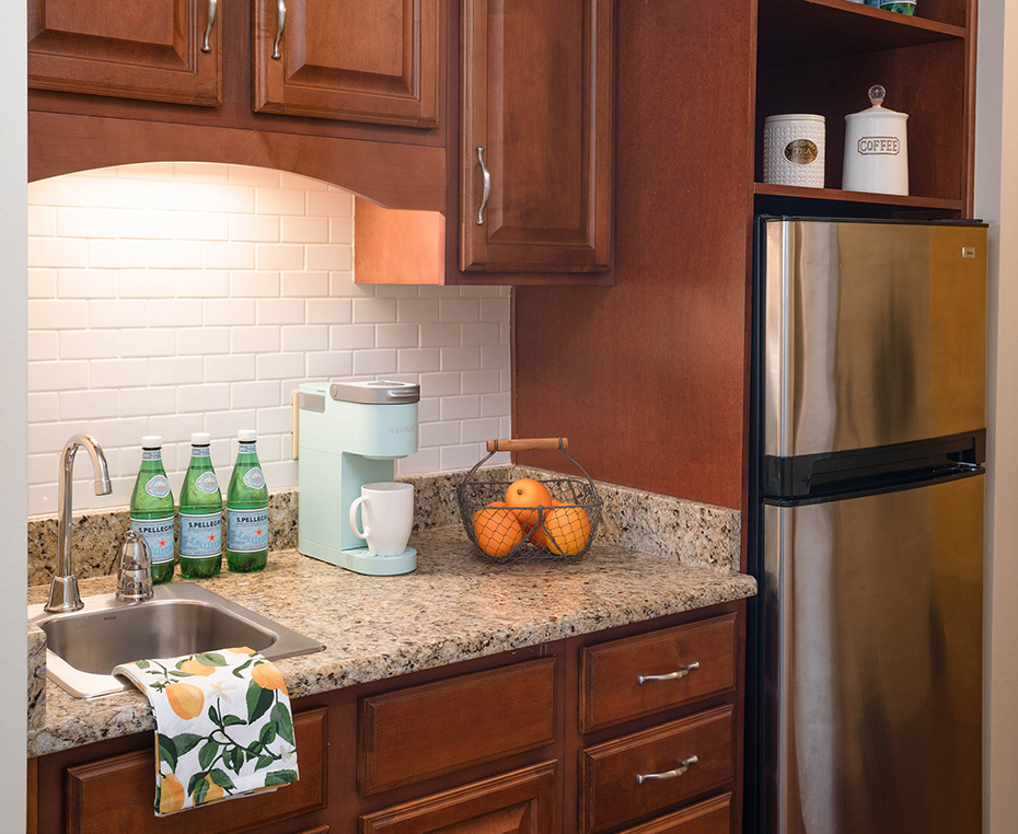 Our Lady of the Valley apartment kitchenette space